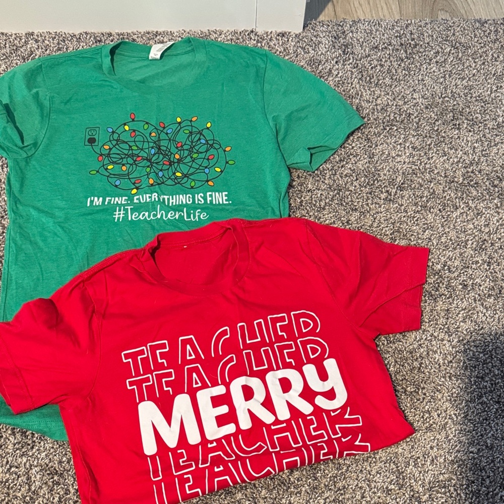Green and Red Teacher T-Shirts